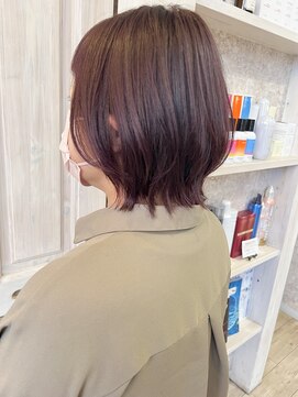 キャアリー(Caary) 福山市Caary秋冬ブリーチ無しトレンドベリーカシスピンクカラー