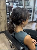 ヘアアレンジヘアセットお呼ばれヘアポニーテール編みおろし