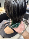 おしゃれ女子ウルフインナーグリーンお客様ヘア☆