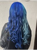 ブルー×スカイブルーのエクステ