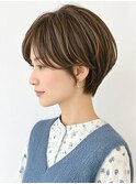 ボブ 丸みショート 美人ショート 白髪ぼかし ハイライト 30代