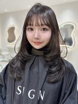 サイン 渋谷(SIGN)&nbsp;韓国ヘアーハッシュカットレイヤーカットグレージュブリーチ無し