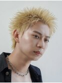 金髪スパイキーショートアップバング