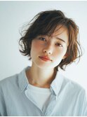 ミルクブラウン/ダークパープル/ナチュラルショート/夏/センター