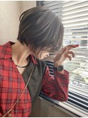 ショートレイヤーボブ_ショコラアッシュ斜めバング_Y88