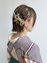 振袖 袴 着付けヘアアレンジ振袖へア袴へア金箔ラメ水引きK0818