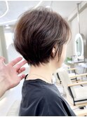 ショートボブ前髪白髪染め白髪ぼかしつや髪簡単スタイリング