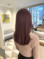 ピンクブラウン酸性ストレートミディアムレイヤー髪質改善銀座
