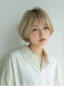 アネモネ 真美ヶ丘店(Ane mone) 透明感ベージュショートボブ