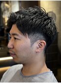 アップバング×ツーブロックショート