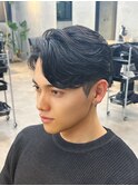 フェザーパーマ刈り上げセンターパートメンズ曲がる縮毛矯正