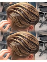 ステラ(STELLA)&nbsp;メンズ/バレイヤージュ/センターパート/ブリーチ＆ダブルカラー