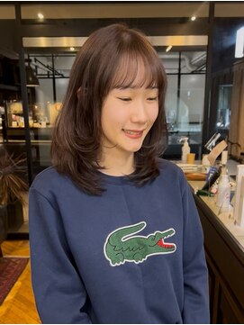 顔まわりハイレイヤー×モカグレージュ ▽福永