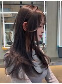 大人ガーリーダークアッシュ20代30代40代ミディアムレイヤー