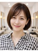 ボブ　前髪あり　ナチュラルの王道ボブスタイル