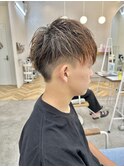 刈り上げツーブロックパーマ風セットメンズヘアビジネスヘア