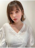 似合わせイメチェンハッシュカットフルバングレッドブラウンボブ