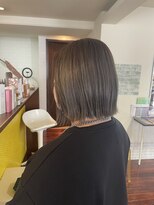 ヘアースペースブルーム プリュス 石橋店(HAIR SPACE BLOOM plus)&nbsp;石橋/カーキグレージュ/ぱっつんボブ/外ハネボブ/ブリーチ無し