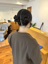 結婚式ヘアアレンジ/タイトヘアアレンジ/ツインお団子
