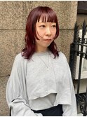 【心斎橋hen】ブリーチなし ボルドーカラー 顔周りカット