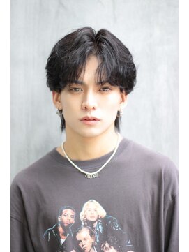 ブラック サッポロ(BLUCK SAPXOXO) 韓国風メンズウルフニュアンスパーマミディアムリバースパーマ