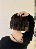 切りっぱなしボブ×ゆるふわニュアンスパーマ