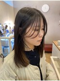重ためセミロング/ワンレン/長い前髪