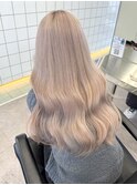 透明感顔周りレイヤーミルクティーベージュグレージュ暗めカラー