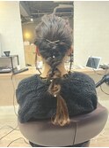 ヘアセット お呼ばれアレンジ 編みおろし