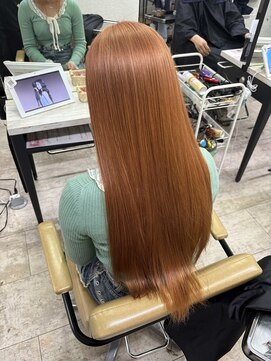 アジールヘア 所沢プロペ通り店(agir hair) ダブルカラーブリーチ学割U24オレンジイメチェンレイヤーカット