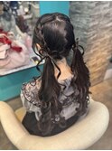 髪リボンツインテール