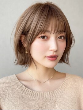 フレイムスヒュー 高崎店(FRAMES HUE) 20代30代40代★イメチェンピンクベージュ大人前髪外ハネボブ♪