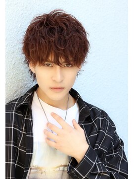 ネイビー(NAVY) レッドウルフマッシュ  無造作  長め前髪 外ハネパーマ