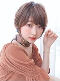 Say.ショートレイヤーミルクティーアッシュ丸みショートボブ青山