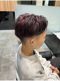 ボルドーカラー×メンズカット