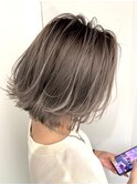 バレイヤージュハイライトウルフカットショートボブショートヘア