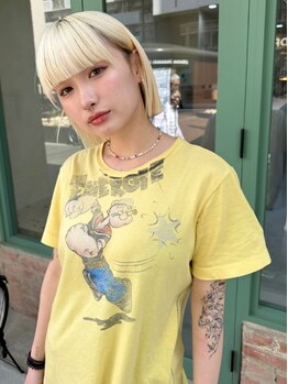 エルミタージュ(HERMITAGE)の写真/【梅田】顔周りウルフカット×デザインカラーで小顔も叶う！ブリーチスタイルも長く楽しめる再現性◎
