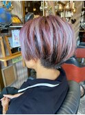 【白髪カバー】　ピンクアンブレラカラー×ショートマッシュ