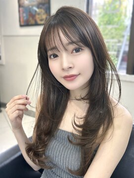 ヴェイン 渋谷(vain) オリーブベージュレイヤーカット顔まわりレイヤー