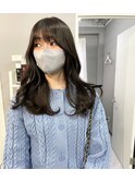 *透けるグレージュ 顔周りカット ロングヘア 三宮美容室 神戸