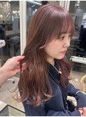 ブリーチなしWカラーピンクベージュブラウンイメチェンロング