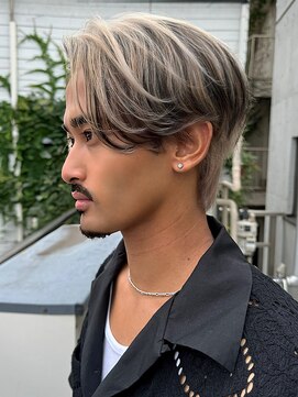 サンクプロジェクト(cinq PROJECT) 韓国風メンズセンターパートハイトーンカラーハイブリーチ原宿