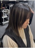 大人ハイライト/透け感ハイラト/ミディアムボブ