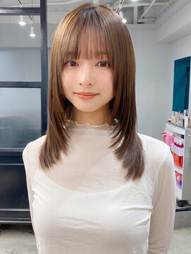 エトラ 渋谷店(etora) 小顔 前髪 レイヤーカット くびれヘア アプリコットオレンジ"