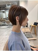 透明感カラー ボブ 前髪 ショート カラー ブリーチ&ダブルカラー