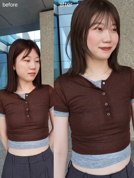 ローネス(LONESS) ビフォーアフター!ミディアムレイヤーと透明感ベージュ◎