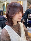 つやピンク、ミディアムヘア