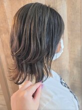 イルミナカラー×暗めグレーパープル / ハイライトを入れたお洒落デザイン