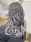 【バレイヤージュ×パープルホワイト】