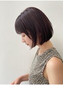 首元が綺麗に見えるスリークボブ_くすみカラーラベンダーカラー